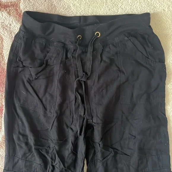 Soft Surroundings Black Linen Blend Cargo Pants - Picture 3 of 5